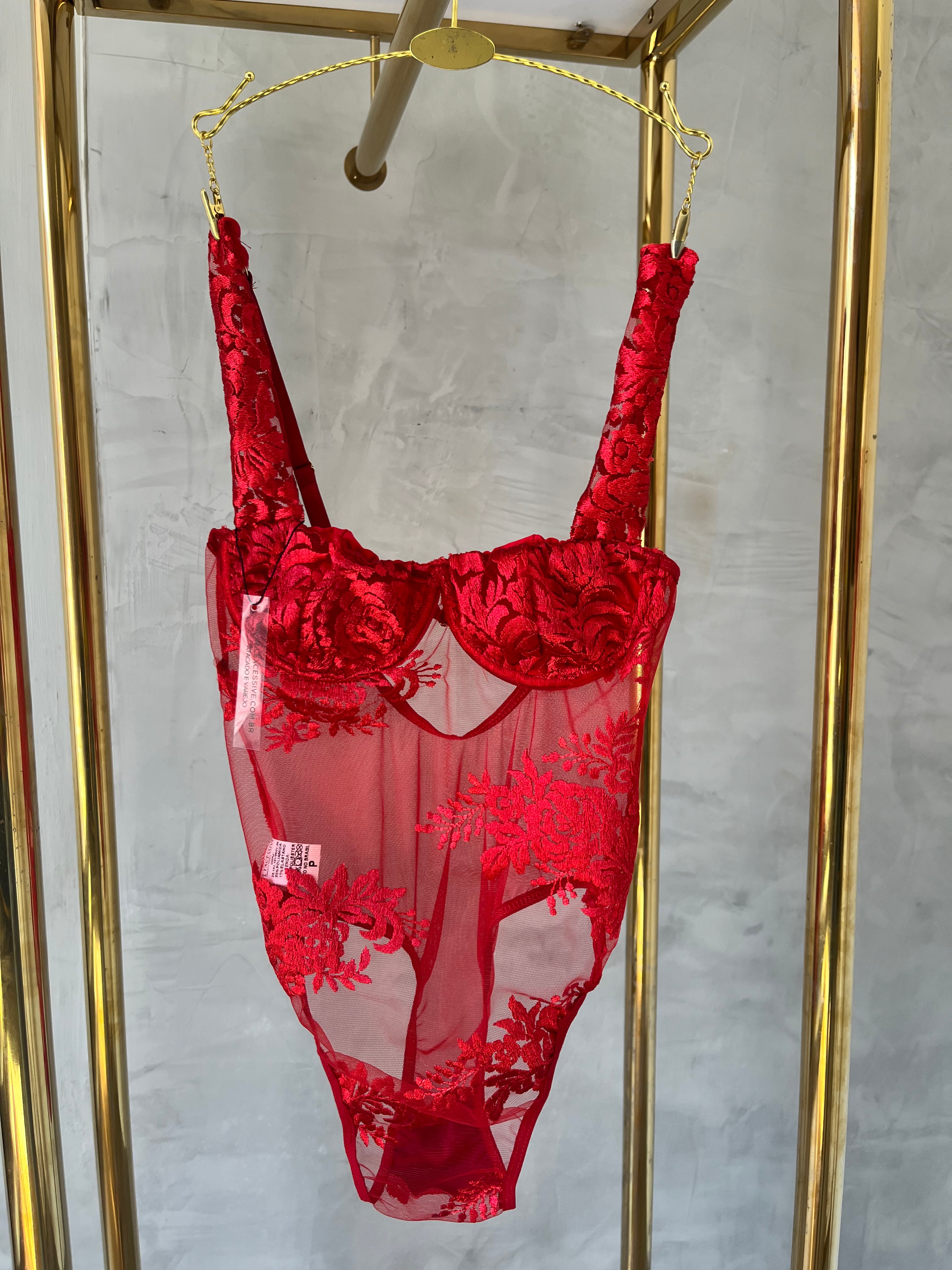 L'excessive Bruna Embroidered Mesh Bodysuit