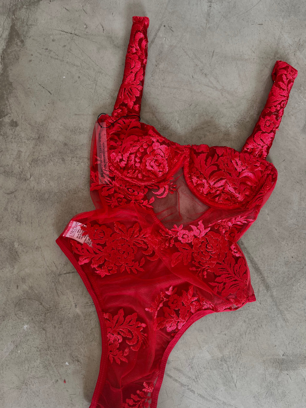 L'excessive Bruna Embroidered Mesh Bodysuit